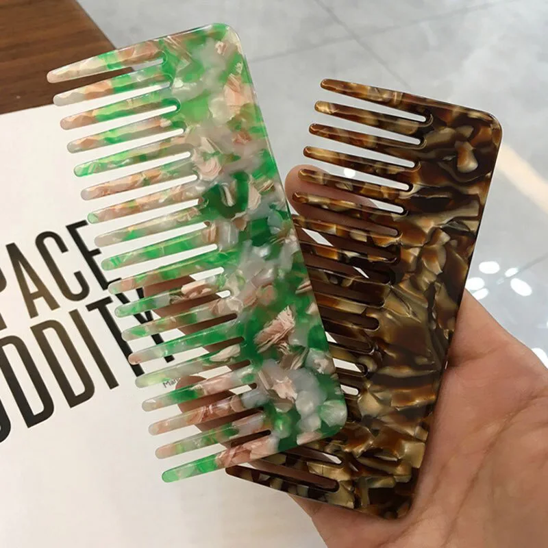 wholesale custom anti-static pocket resin cellulose detangle acetate hair wide tooth comb with logo