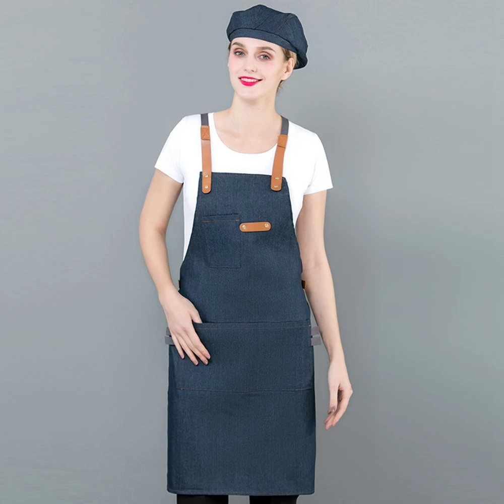 Custom logo grey canvas salon aprons double side work apron with high quality