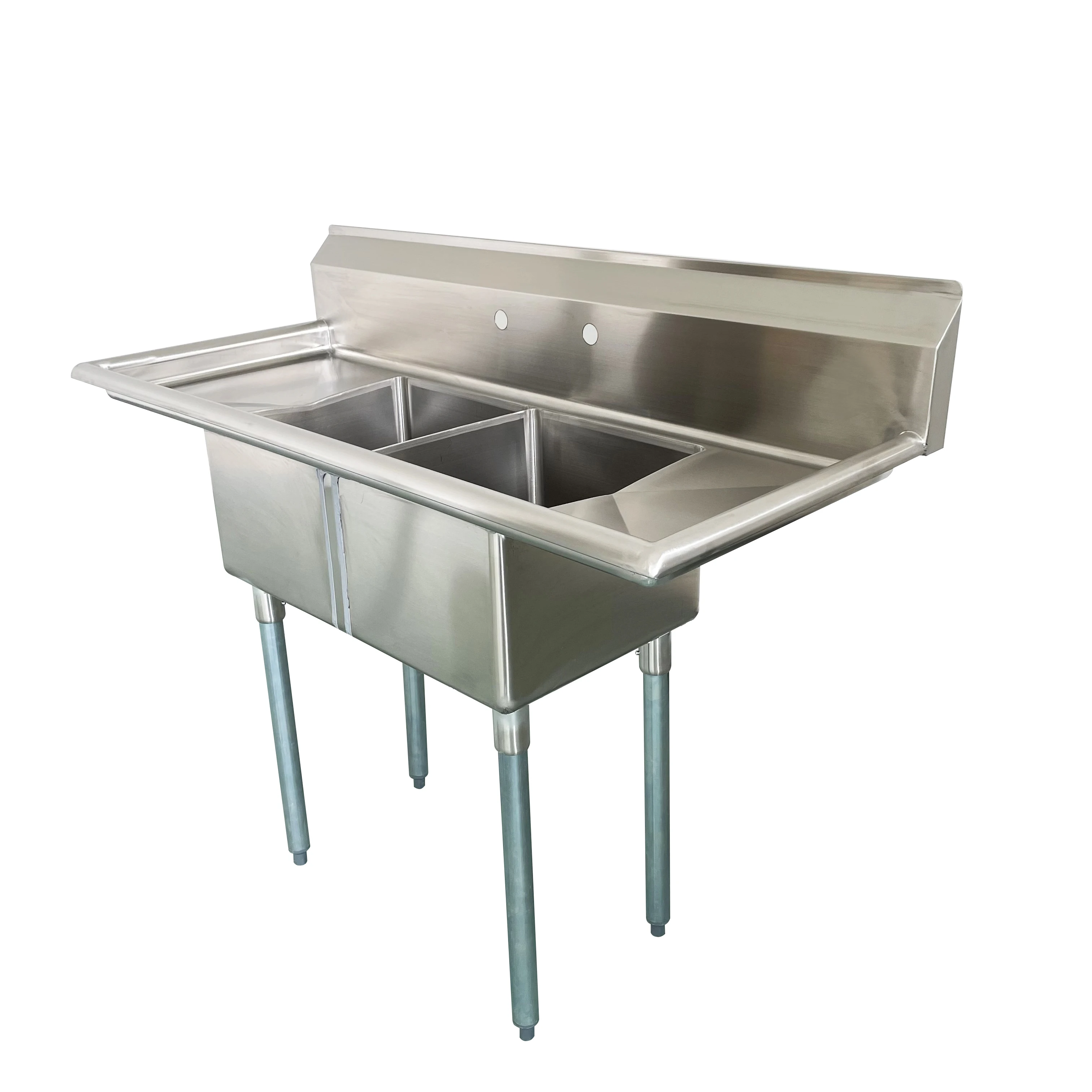 Jincheng NSF 304S/S Commercial Stainless Steel Rectangular hig quality 2 Bowl Compartment sink