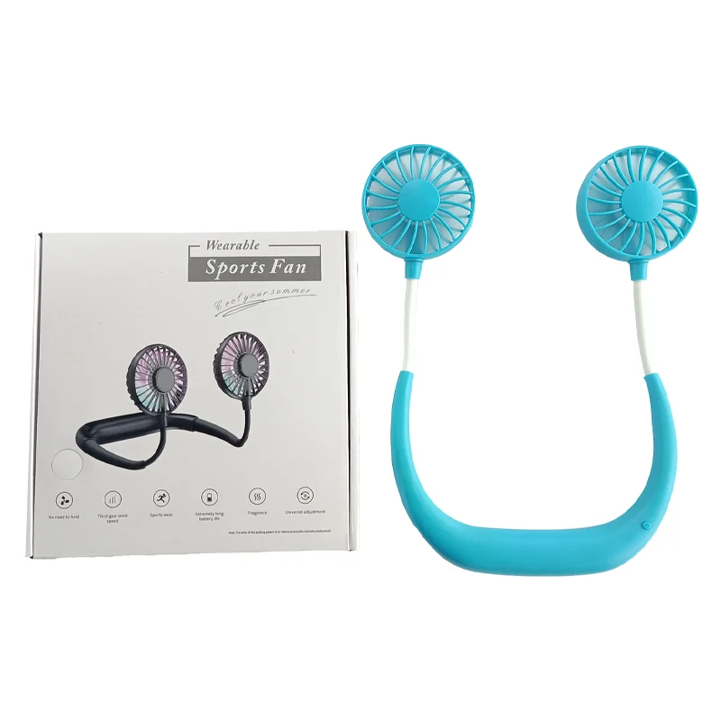 The first generation sports portable fan super long life lazy people hanging neck quiet small fan