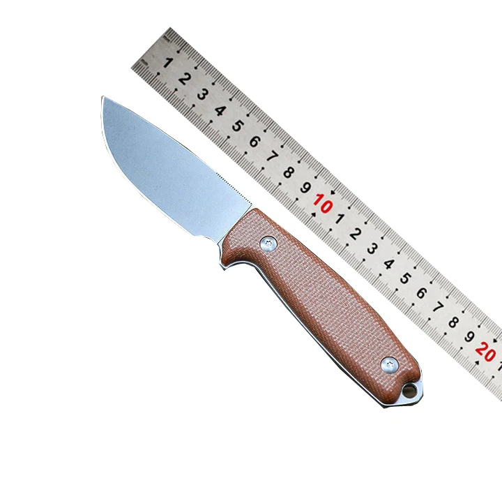 OEM 14c28n Handmade steel hunting Knife with flax sheet Handle and fine leather sheath Viking pocket knife fixed blade