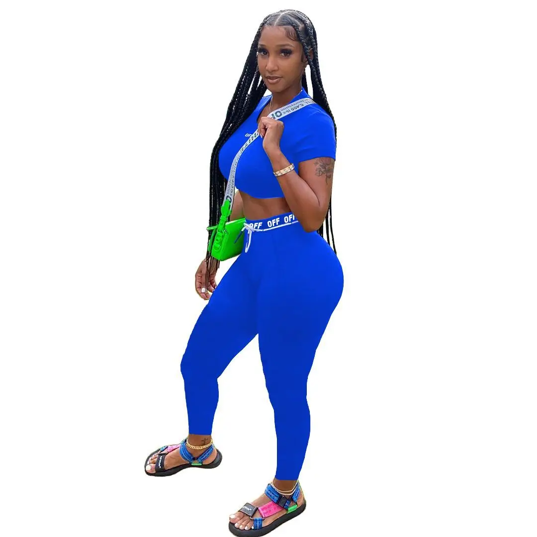 
YS397 sport casual womans clothing 2 piece summer trousers women outfits 2020 sexy solid color activewear sets for women 