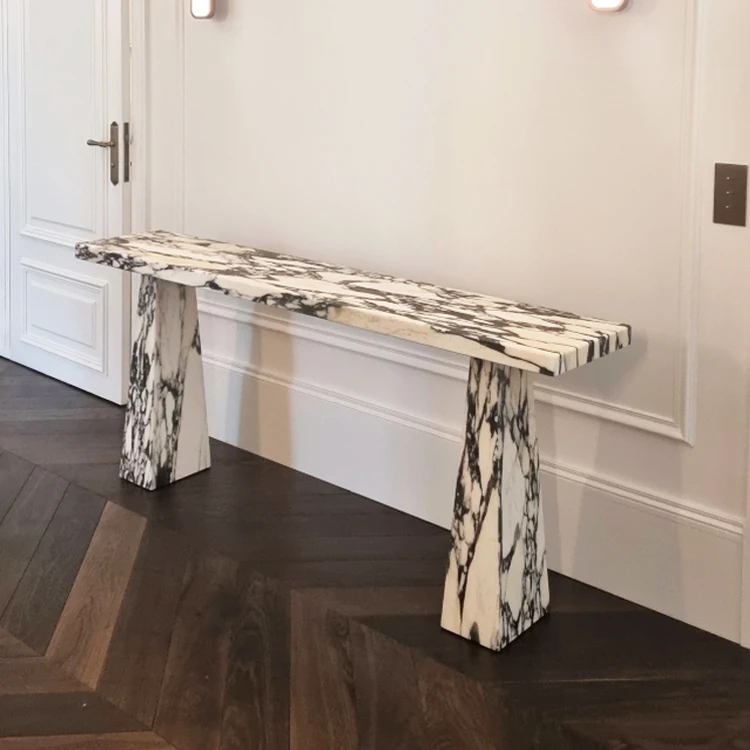 Newstar Luxury Modern Marble Console Table Hallway Table Italian Marble Calacatta Viola Console Table