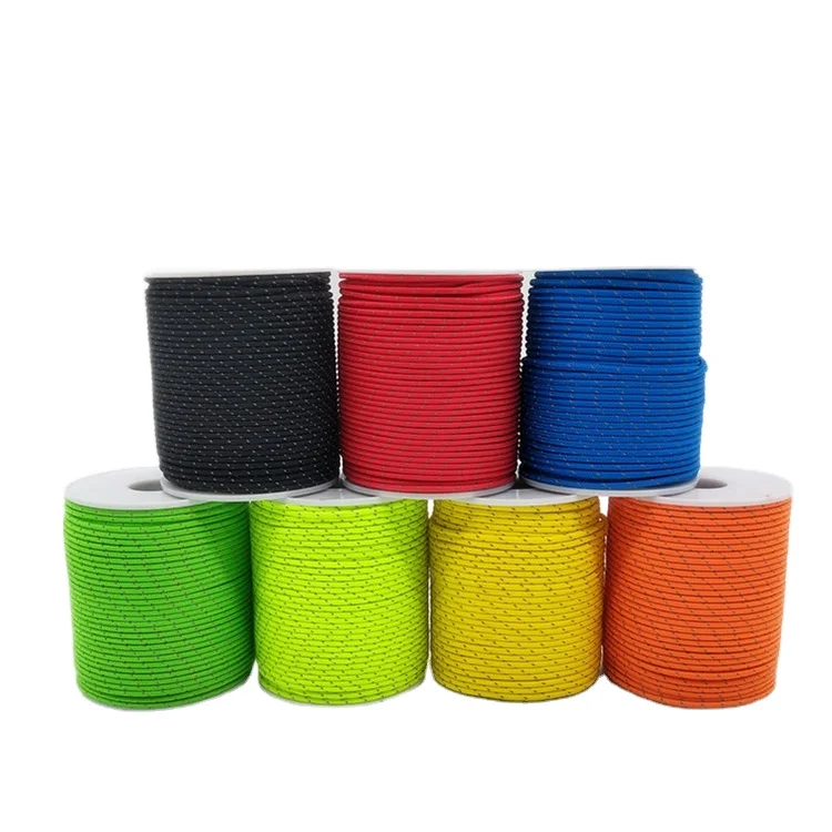 2mm 2.5mm 3mm 4mm Nylon Reflective Rope High Strength Cord Durable Colorful Braided Nylon Rope for tent Safety Camping