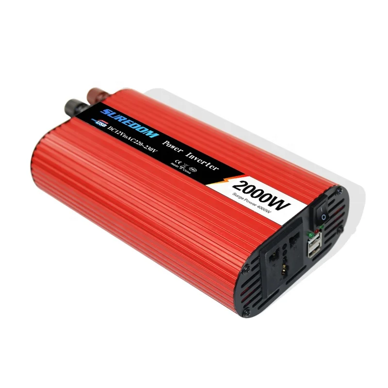 Suredom OEM Sockets Portable Inverter 12V 220V 2000W Solar Inverter Off-Grid with external fuses