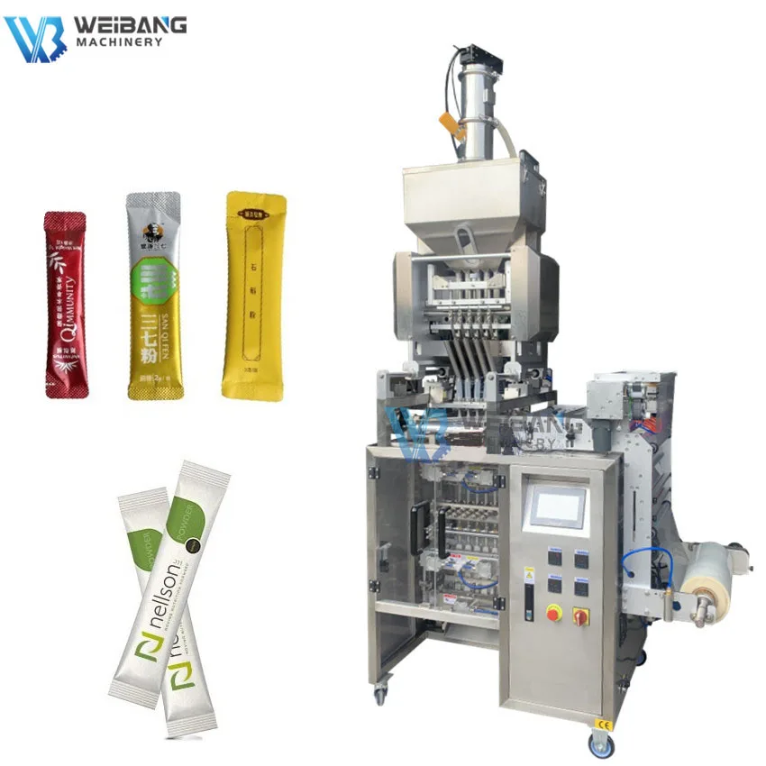 Weibang 4 lanes 5 lanes 6 lanes 5g sugar stick sachet multilane automatic packing machine