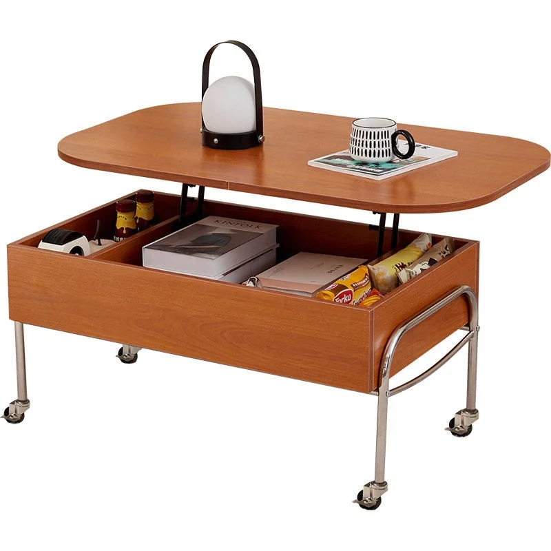 Oval Coffee Table Lift Up Table Luxury Legs Center Table for Living Room One Open Shelf to Save Space Modern Work Station