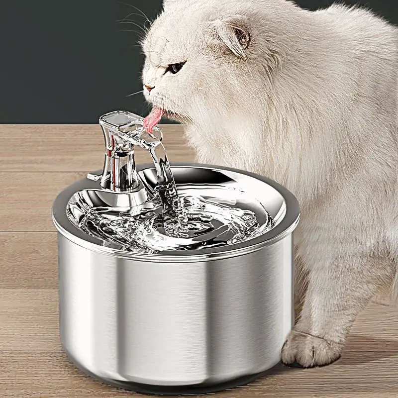 New Cat Stuff Drinker USB Electric Mute Cat Water Fountain Stainless Steel Bowl Cat Dog Pet Automatic Feeder