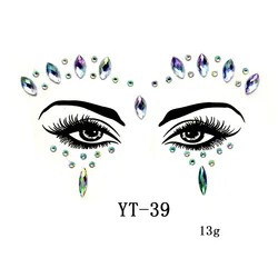 Rave Party Crystal Stones Chest Eye Tattoo Sticker Face Body Jewels Temporary Face Rhinestone Stickers