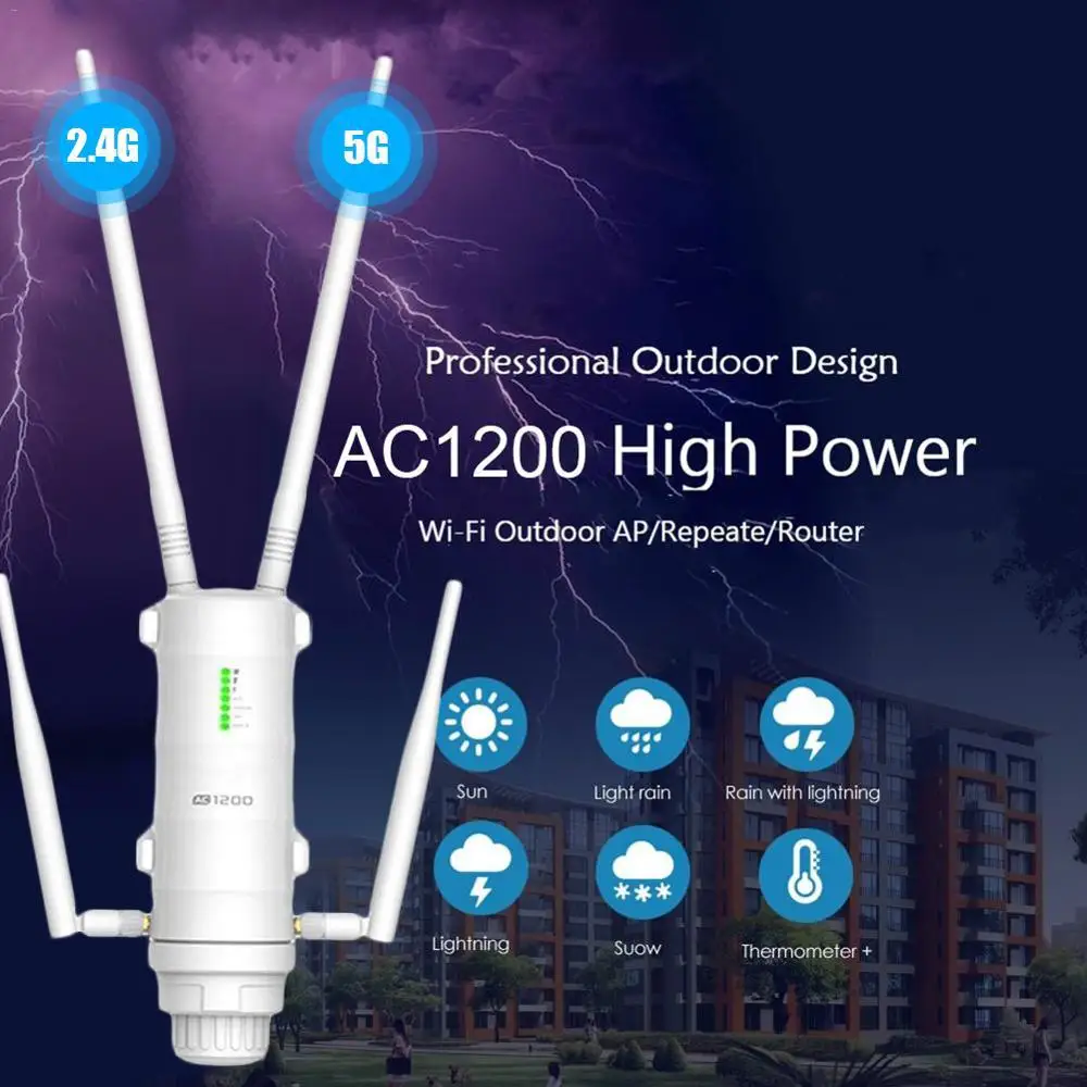 AC1200 двухдиапазонный гигабитный высокомощный уличный Wi-Fi AP/расширитель