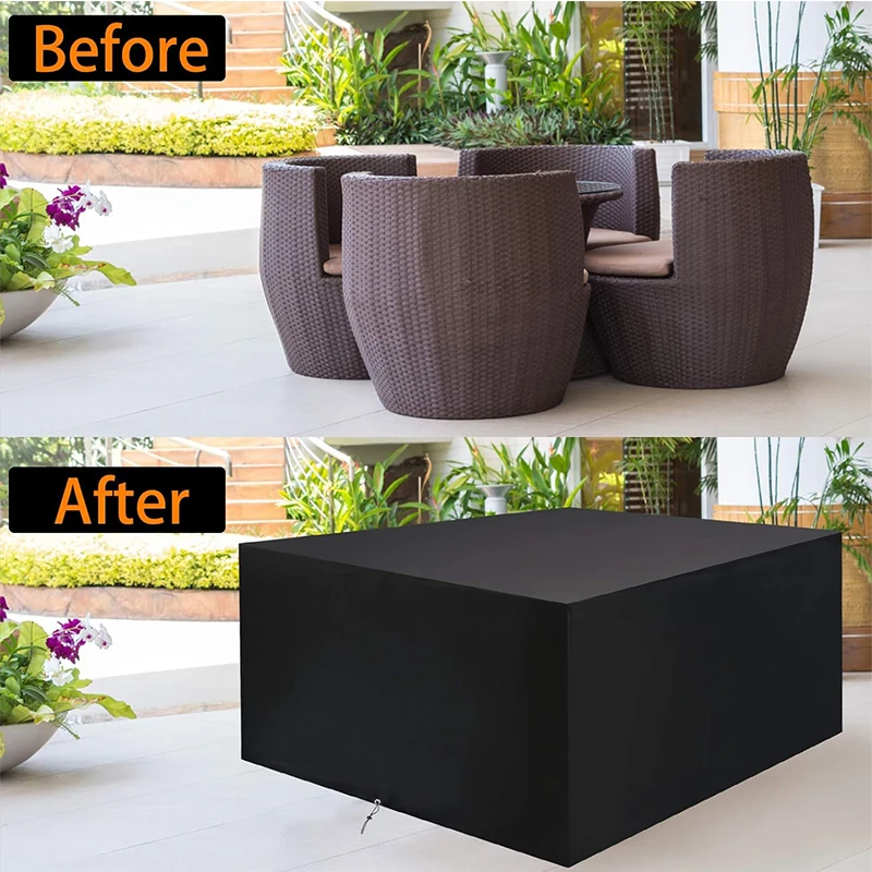 Waterproof Outdoor Terrace Furniture Set with 600D Rectangular Table & 4 Windproof Buckles-Essential Furniture Accessories