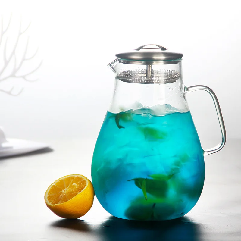 Hot sale 1900ml Creative glass juice pot Home filter glass cold water bottle