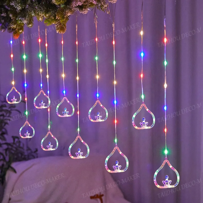 Штепсельная вилка IP20, 8 функций, праздничное украшение для Ближнего Востока, Рамадан, светодиодные занавески, гирлянды