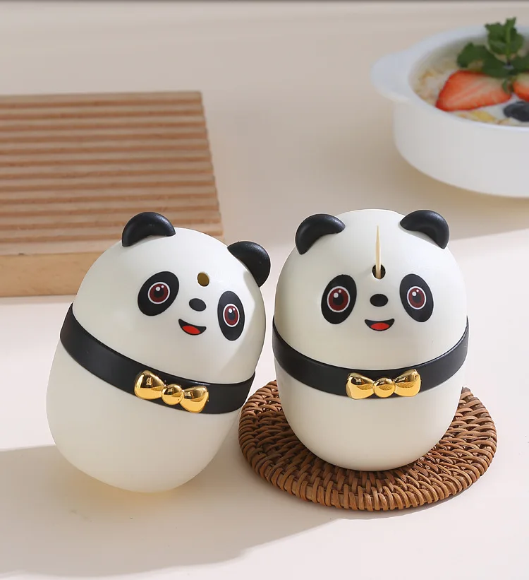 Panda Shape Automatic Toothpick Dispenser Toothpick Jar Toothpick Holder Container Holder Organizer Box for Kitchen Restaurant