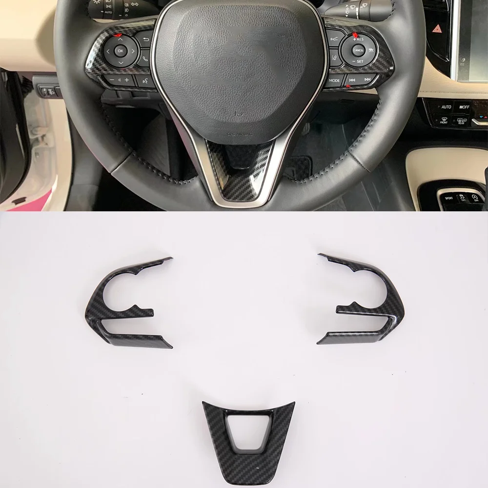 Auto Imitate Carbon Steering Wheel Cover Trim Car Body Kit Upgrade Accessories Decoration For Toyota Corolla Cross 2021