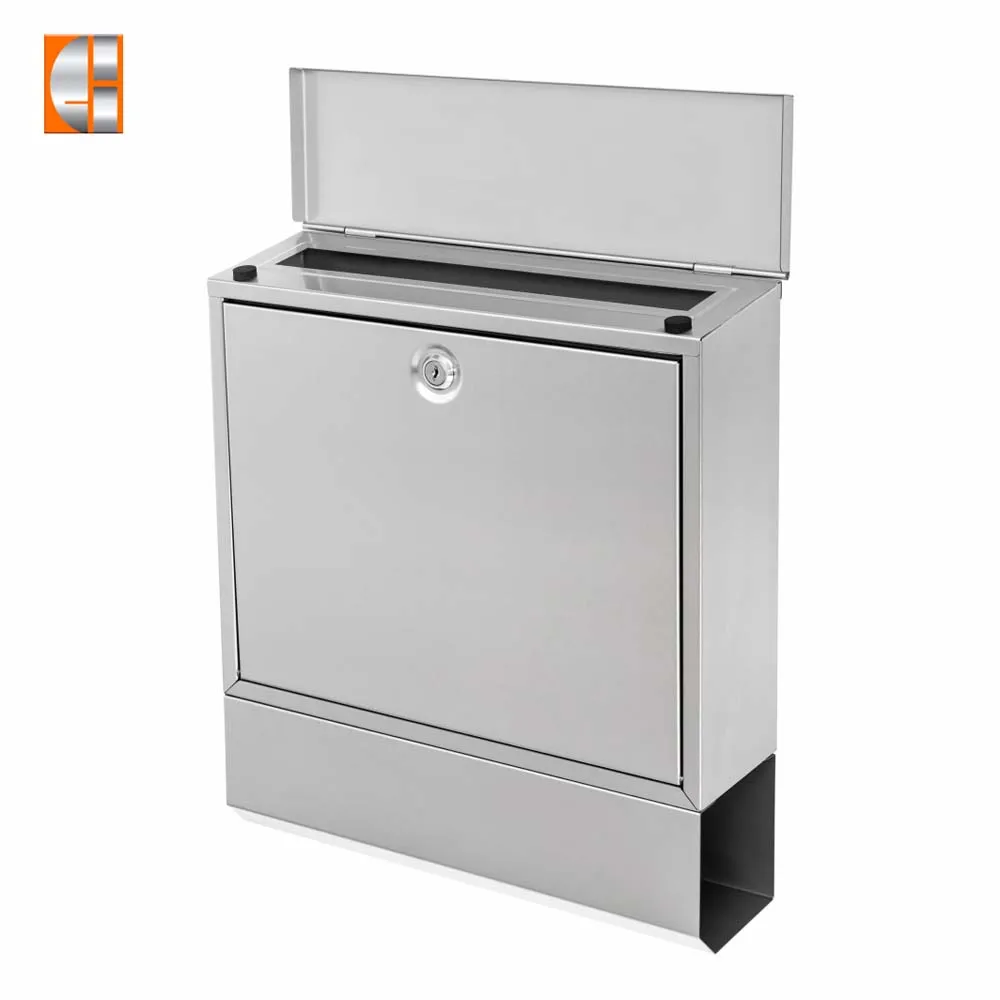 Customized Wall-Mounted Stainless Steel Mailbox Large Security Key Lock Letter Box for Home for Newspaper and Garden Usage