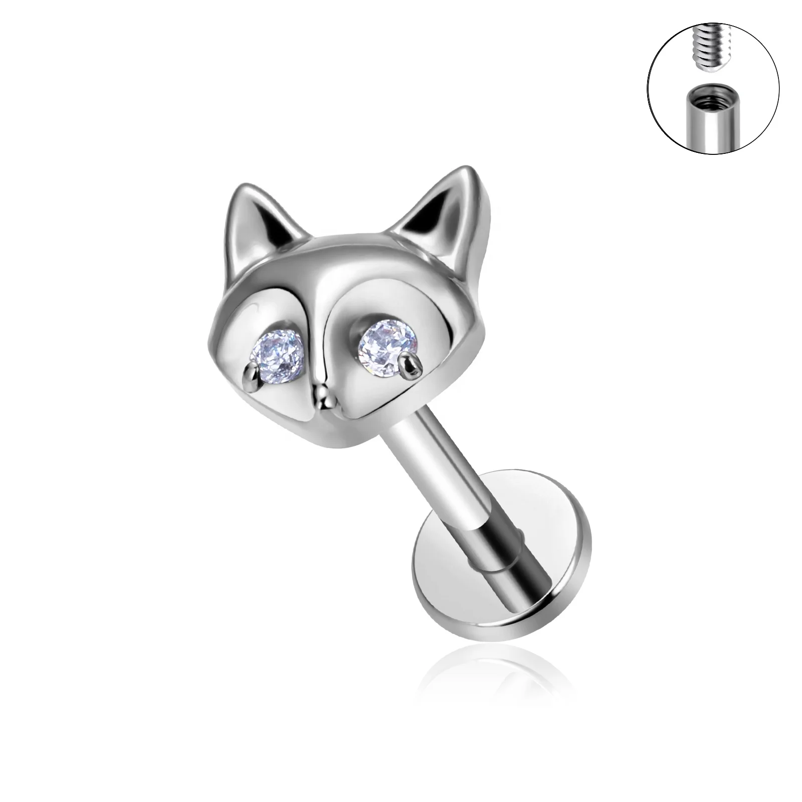 G23 Titanium Piercing CZ Gem Internally Threaded Labret Monroe Lip Ring Tragus Nail Helix Earring Stud 16G Body Jewelry