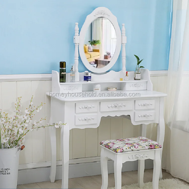 HM2009001 Makeup Vanity Set with Stool and Mirror