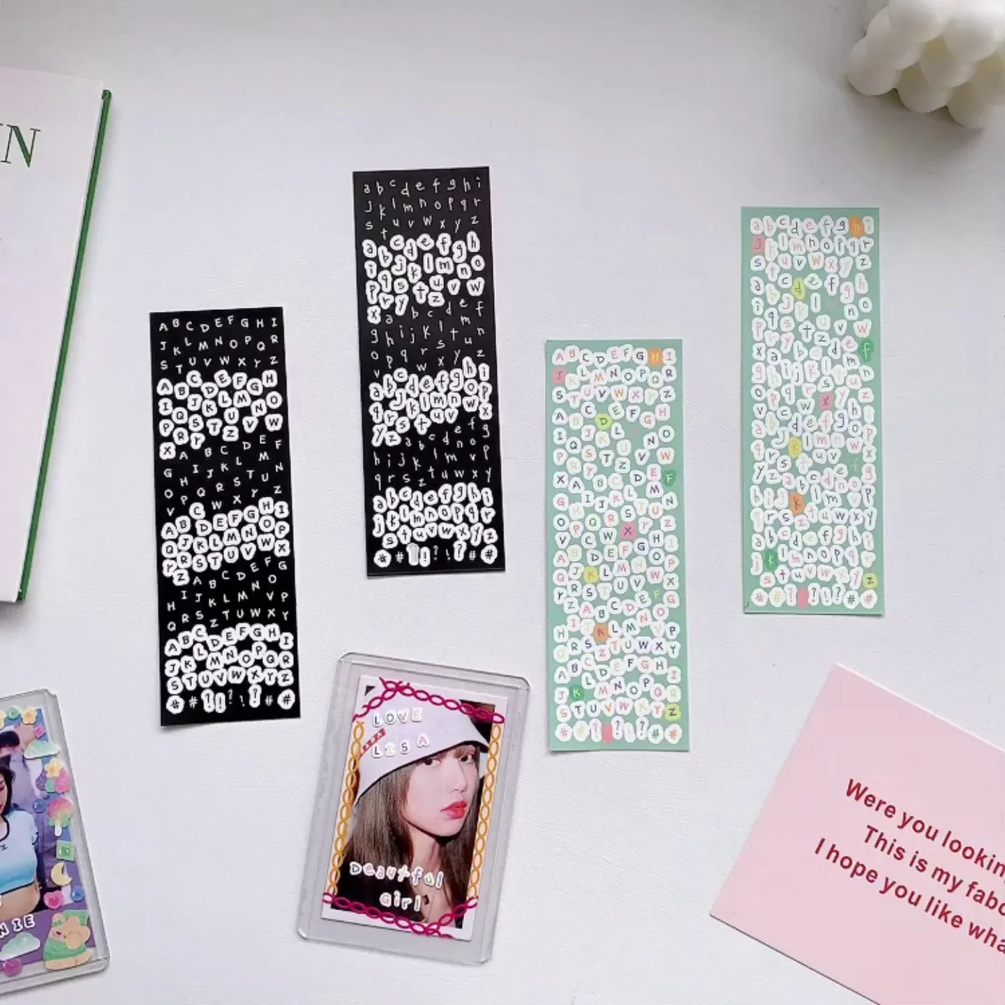 INS Korean Stationary photocard Deco Stickers cute letters decorate DIY material alphabet stickers Goo card sticker