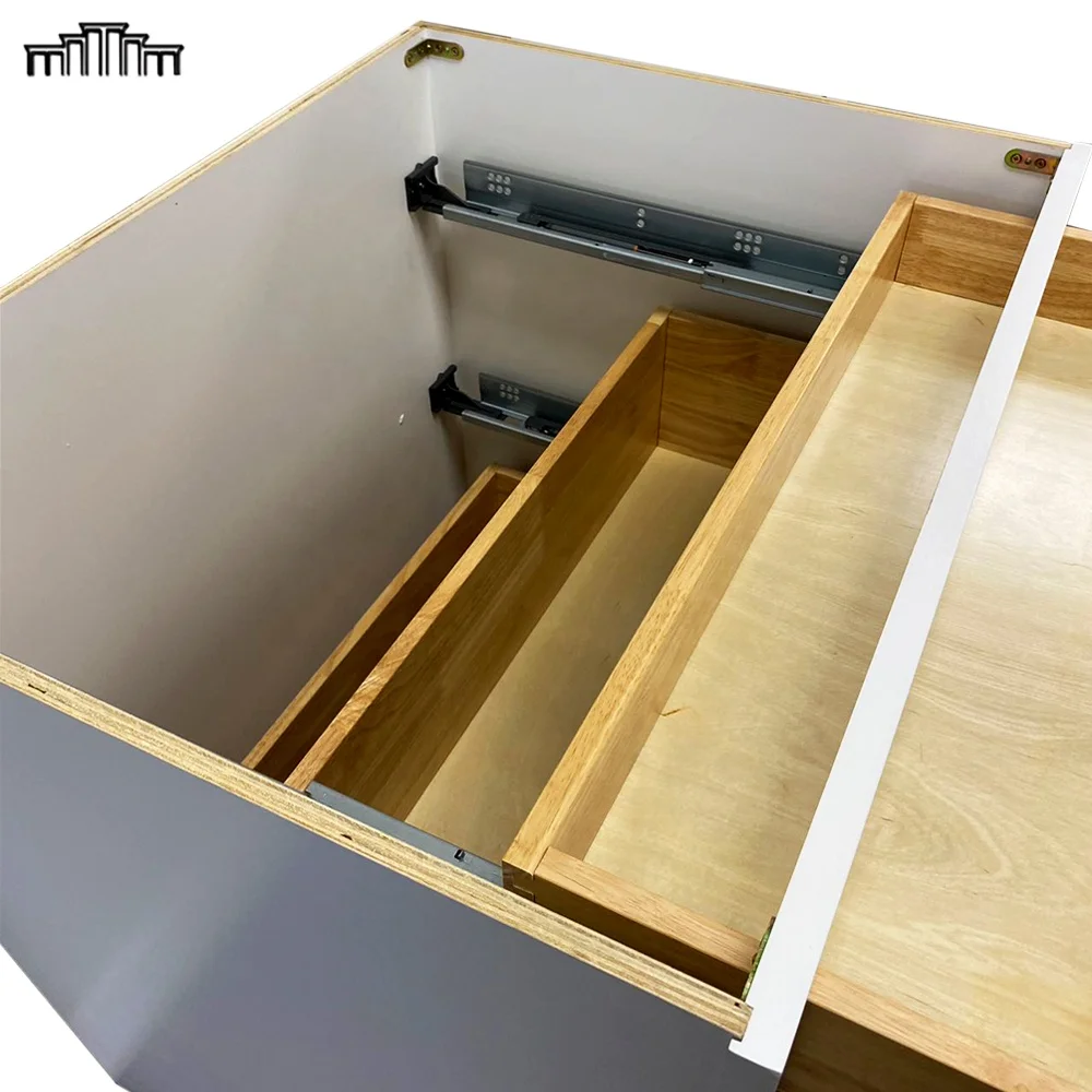 RTA Manufacturer Wholesale US Shaker Style DB30 Wooden Unfinished/Painting Kitchen Base Cabinets With Dovetail Joint Drawer Box