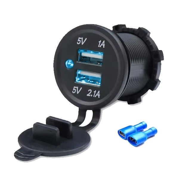 Wholesale Price DC 12V Two USB Ports Socket Power Cigarte Lighter Car Charger 1A& 2.1A for Car Boat Dual USB Power Outlet Socket