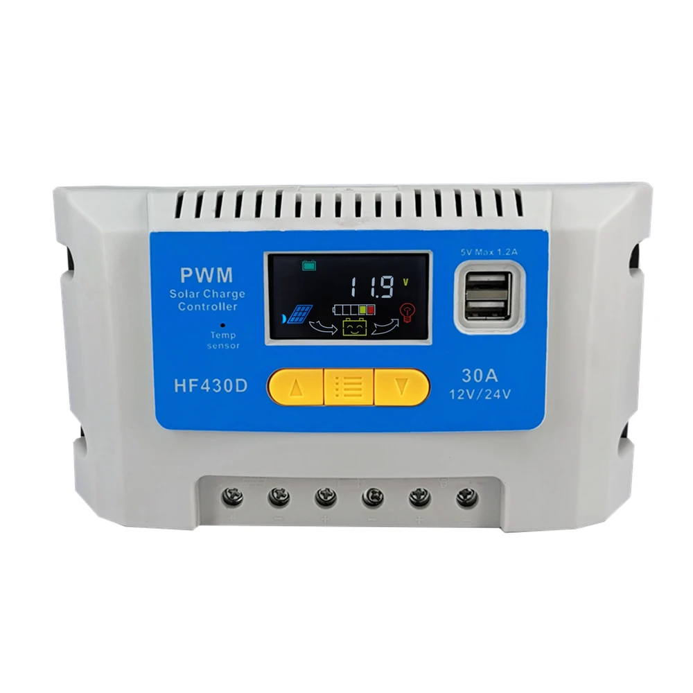 Newly upgraded version HF430D 30A Color Screen pwm Solar Charge Controller Double USB output