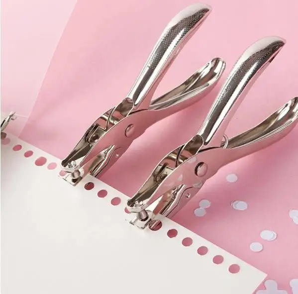 Metal Handle Hand Tools Portable Round Hole Pouncher Paper Punch  for Home Office School Supplie