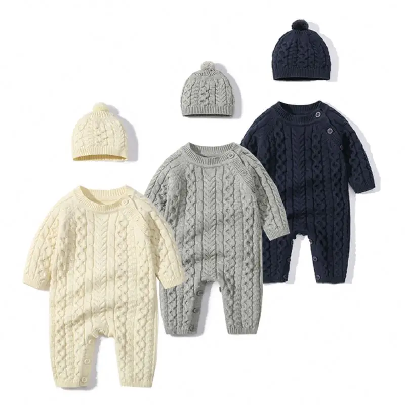 winter infant knitted romper clothes newborn cotton wool clothing fashion custom