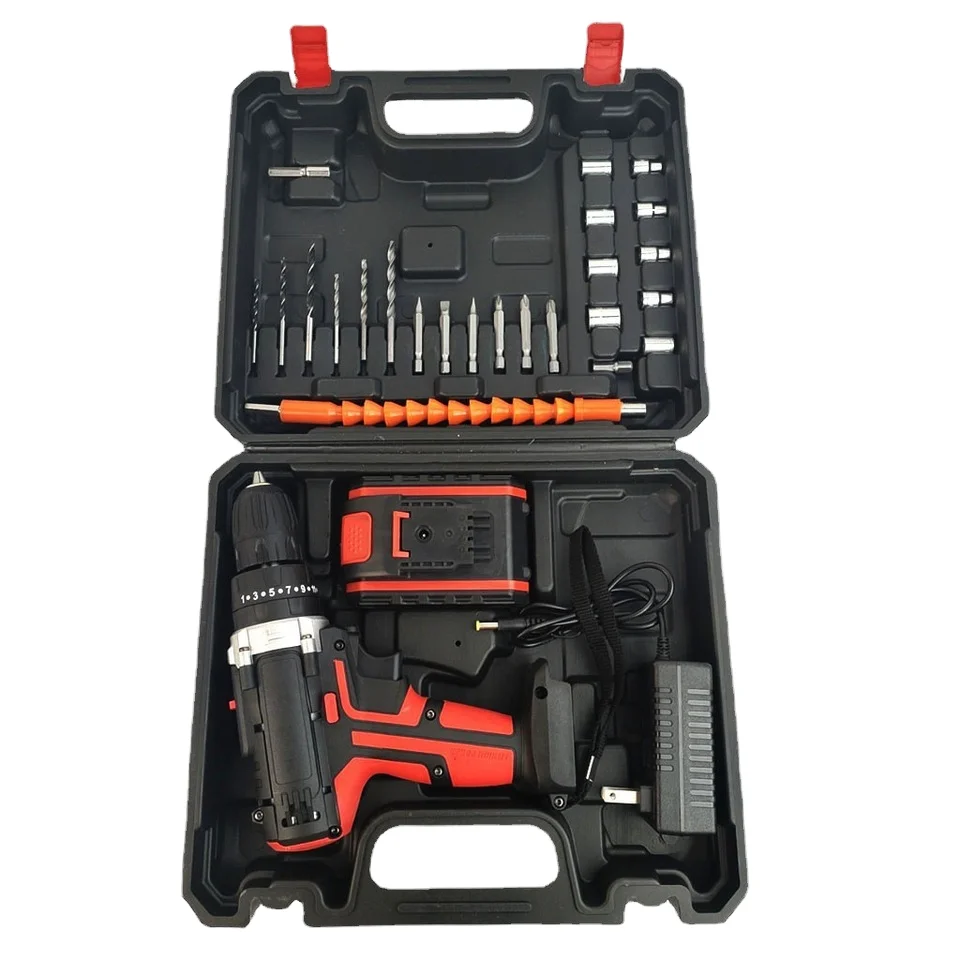 10MM Home Impact Screwdriver Tool Kit Lithium Electric Cordless Drill with Variable Speed Brush Motor OEM Customizable