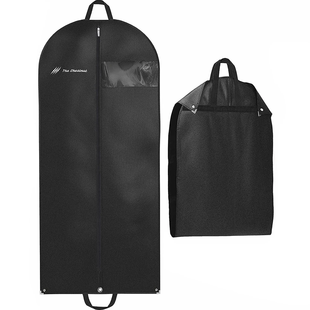 Cheap Black  Custom Logo Clothes Gown Packaging Garment Bag Oxford  Nonwoven  Dress Suit Protector Garment Bag With Zipper