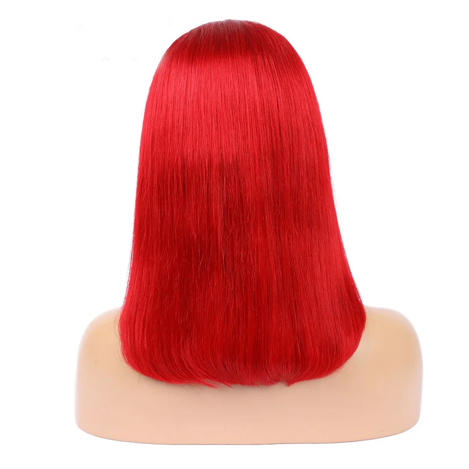 Wholesale Indian Remy Straight Hair Natural Red Bob Front Lace Wig from India