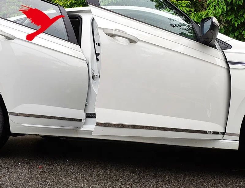 Car Accessories Exterior Side Panel Door Body Molding Trim Stainless Steel Chrome 4PCS For VW Polo MK6 2019-2020