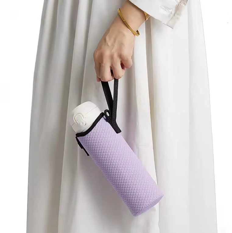 Custom Portable Non-Slip Cup Set Bottle Cap Neoprene Insulator Cooler Bag With Cup Holder
