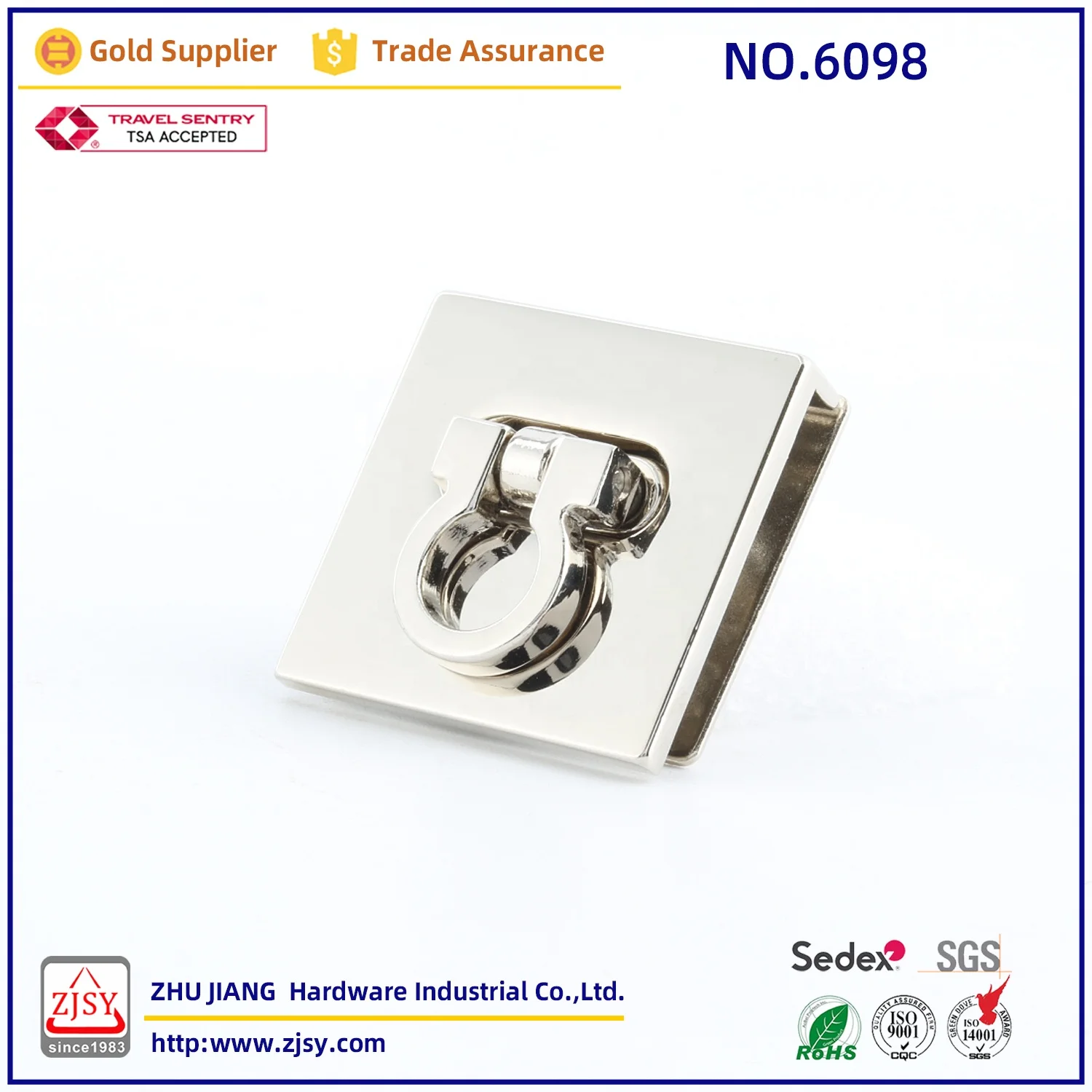 6098 Zinc Alloy Leather Ladies Bag Exquisite Accessories Twist Lock