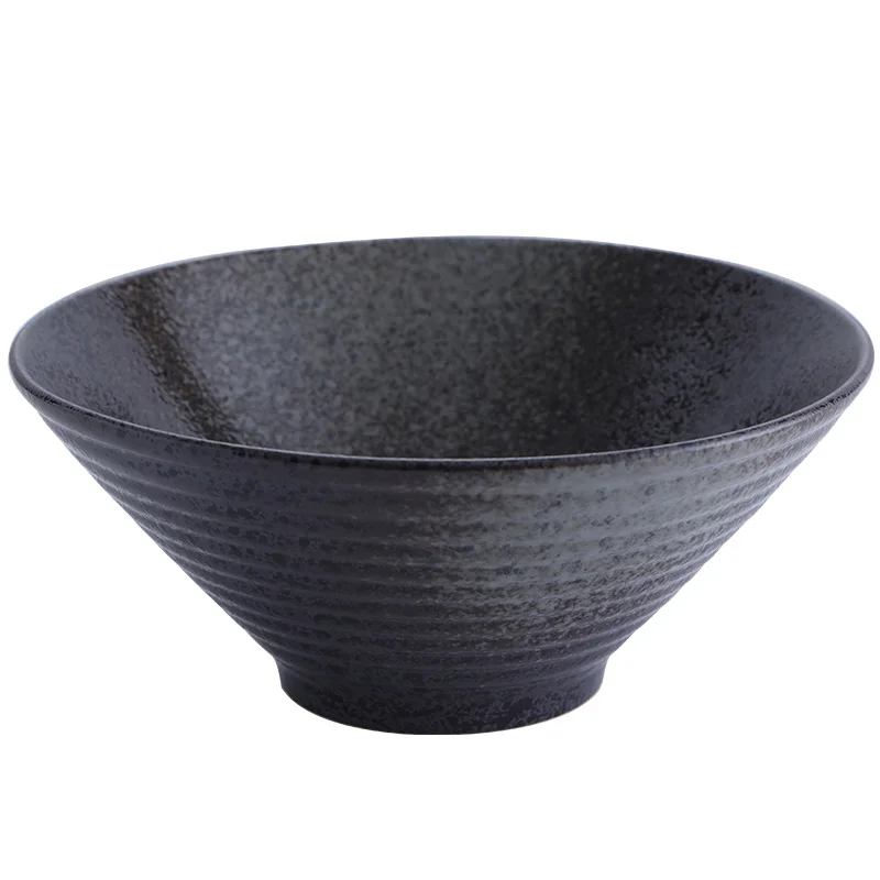 custom logo cheap black japanese style porcelain ceramic ramen noodle soup bowls set
