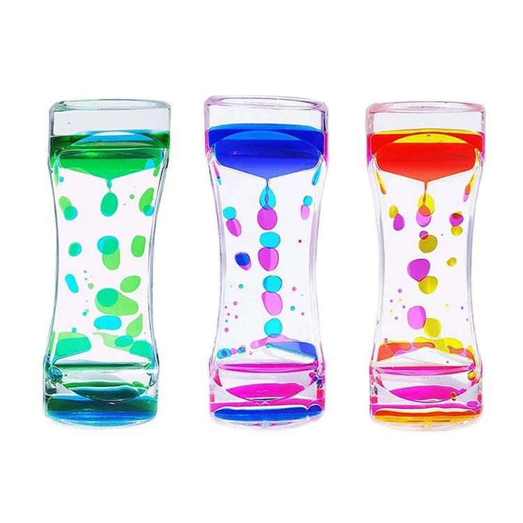 Wholesale Oil Glass Acrylic Hourglass Two-color Liquid Oil Leaking Decompression Crafts Creative Gift