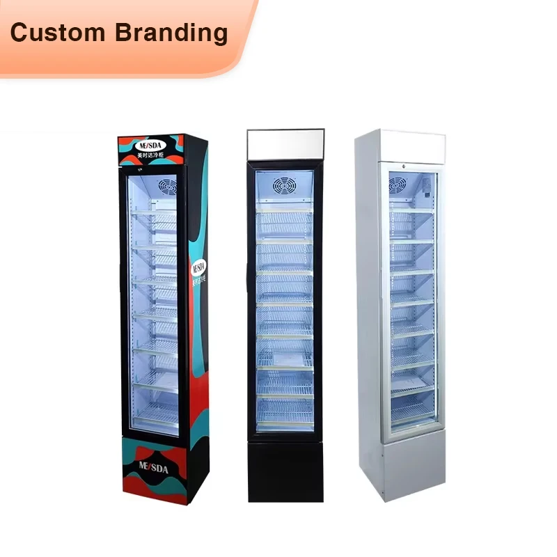 Meisda SC105B 105L Slim Upright Refrigerated Showcase Cooler Single Door Compressor Cooling Display Fridge