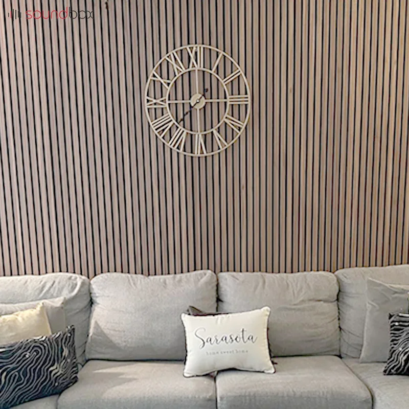 Soundbox Noise Reduction Slat Wall Panel Acoustic Polyester Wooden Felt Acoustic Privacy Panels for Home Studio