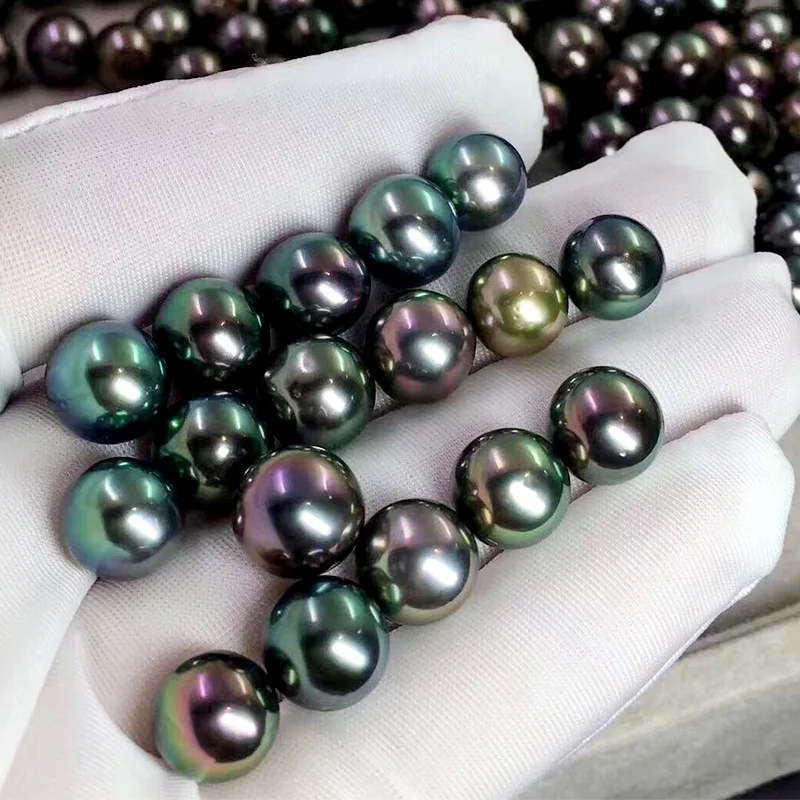 New 12-13mm AAA Round Akoya Tahiti Pearl Seawater Oyster Black Color For DIY Bracelet Necklace Ring Holiday Gift
