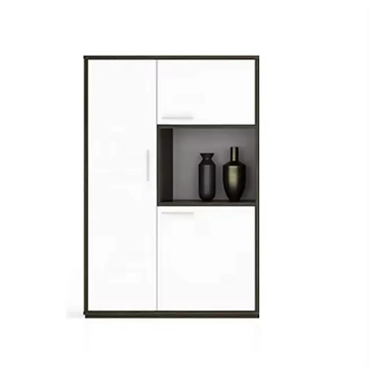 Простой дизайн чайный шкаф белого цвета деревянный офисный для хранения файлов современный документов