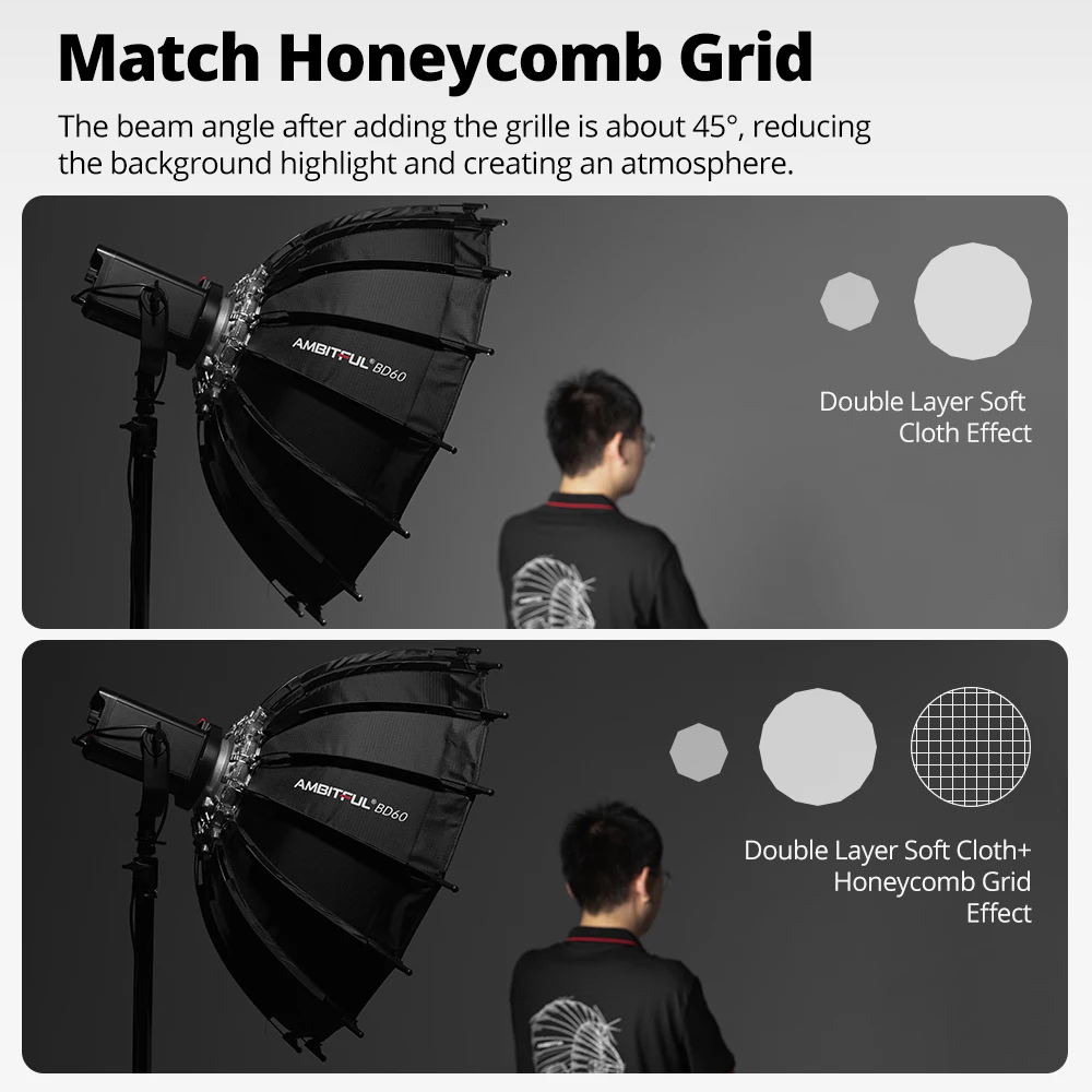 AMBITFUL 80cm parabolic Bowens Mount beauty dish Quick Folding softbox for Studio Photography Outdoor shooting