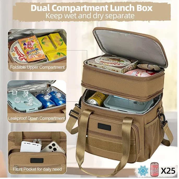 Wholesale small Oxford cooler tote bag for lunch beverage catering delivery custom food packaging insulated thermal bag