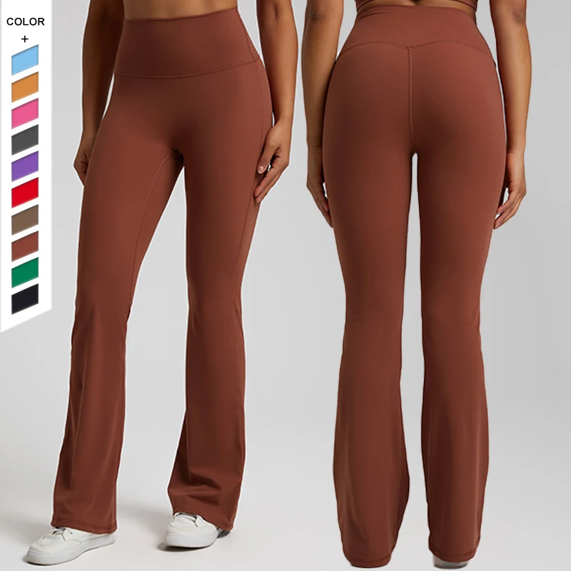 Yoga Wide Leg Pants New European American Naked Elastic Sports Tight Slim High Waist Flare Pants
