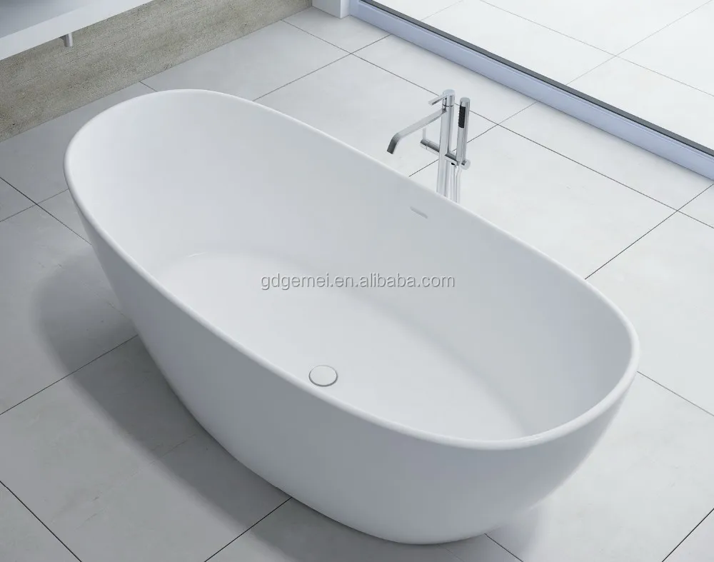 Luxury brand  badewanne freistehend solid surface artificial stone white oval freestanding bathtub