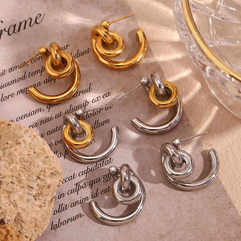 Minimalist Jewelry Statement Earring PVD Gold Plated Jewelry Stainless Steel Designer Earrings