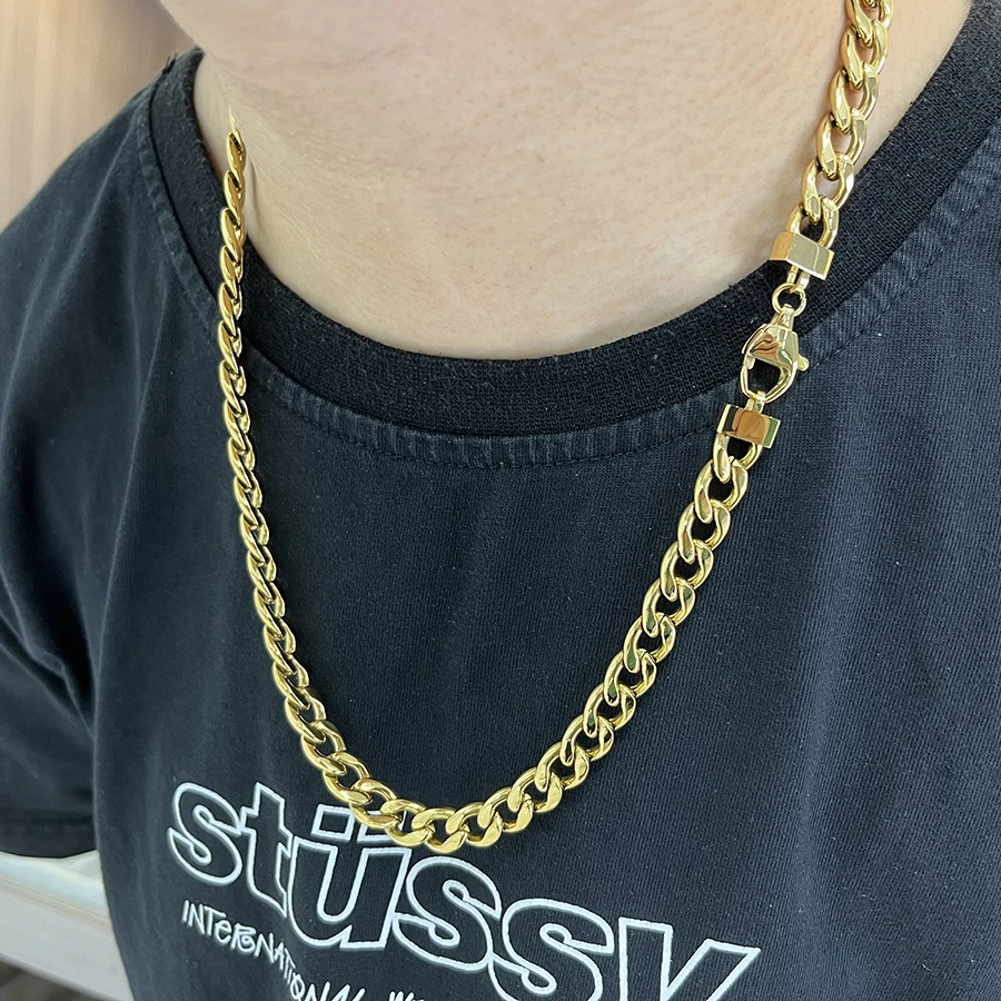 Unique design necklace 14k 18K gold plated 316 stainless steel chunky cuban chain curb chain necklace for men