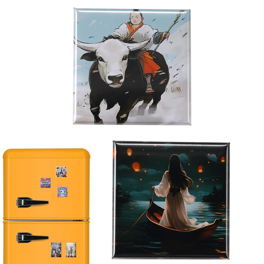 Tinplate fridge magnets 50x50mm badge square fridge magnet making   metal crafts rectangle custom design fridge magnets