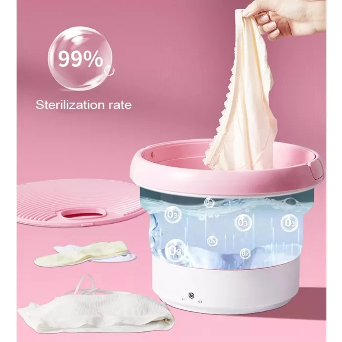 Mini washing machine silicone water folding washer bucket Collapsible Foldable automatic underwear washing machine for baby