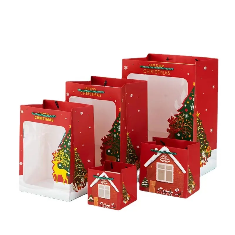 2023 new design christmas gift paper bag open window paper bag
