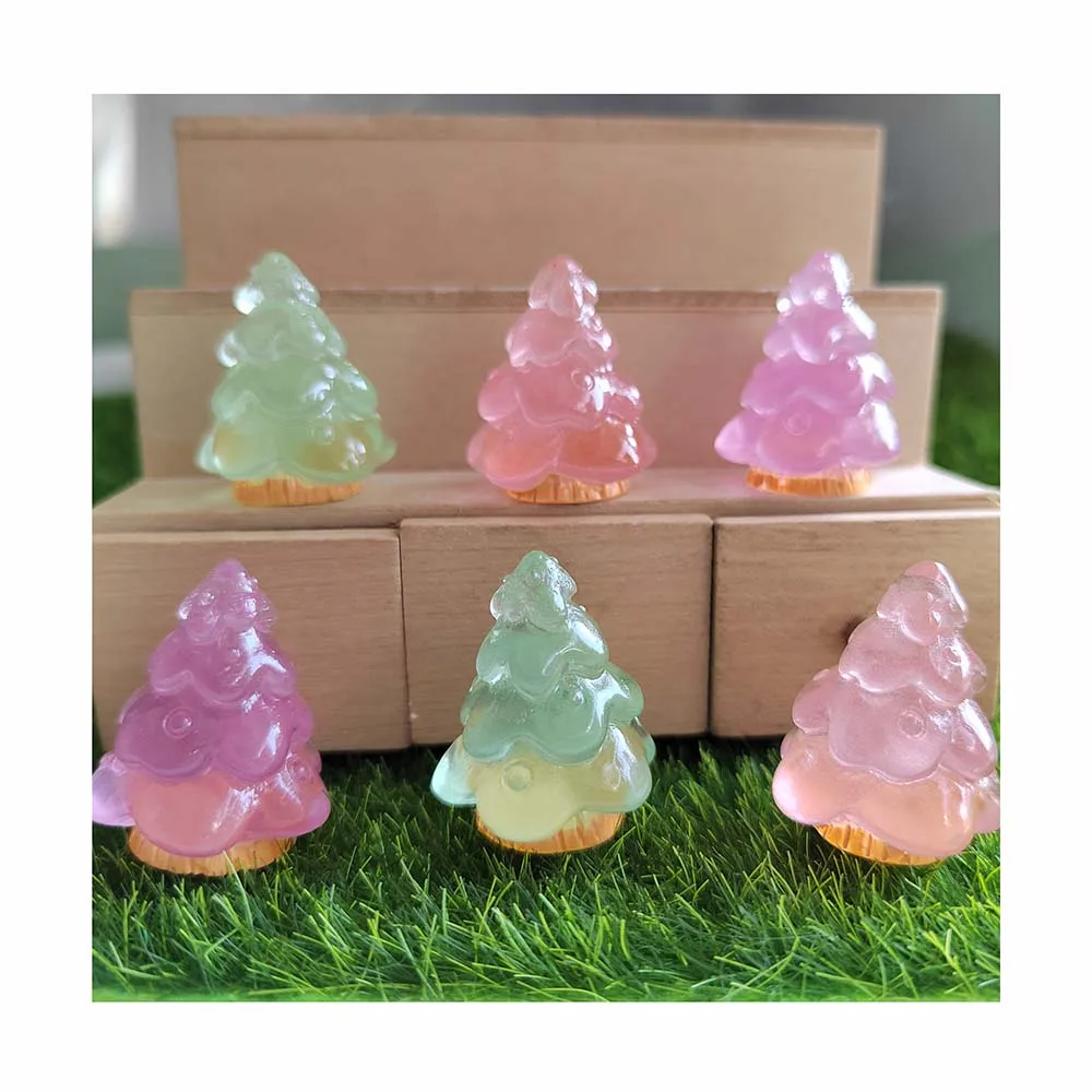 New Christmas Tree Luminous Glowing Yellow Crown Duck Resin Figurine Model Home Decor Fairy Garden Decoration Accessories Modern